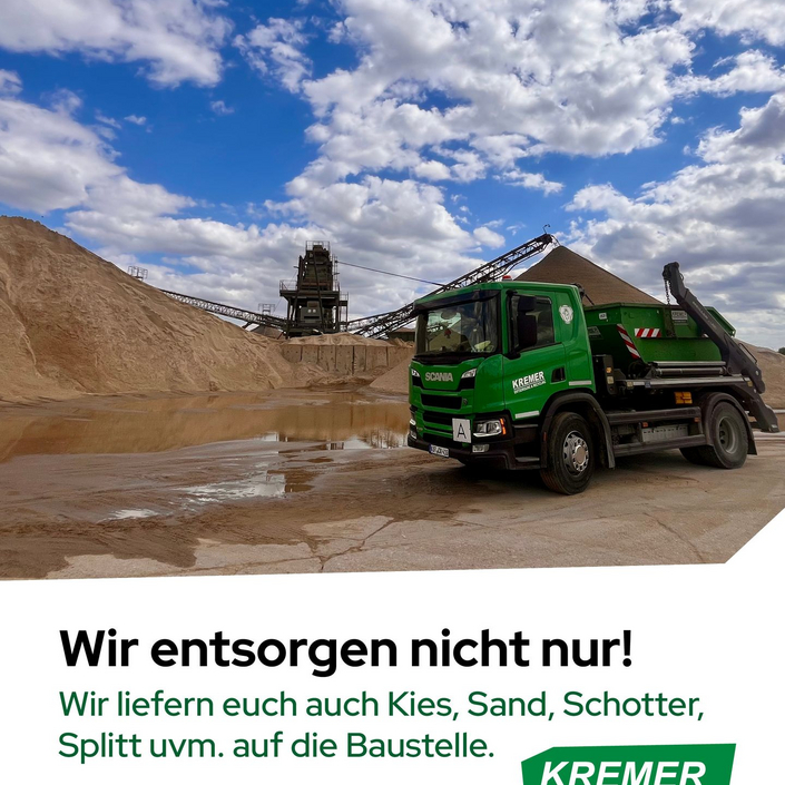 Wir entsorgen nicht nur, wir liefern auch. 👀
Im Kremer Onlineshop könnt ihr nicht nur Container bestellen. Auch Kies,... Wir entsorgen nicht nur, wir liefern auch. 👀
Im Kremer Onlineshop könnt ihr nicht nur Container bestellen. Auch Kies,...
